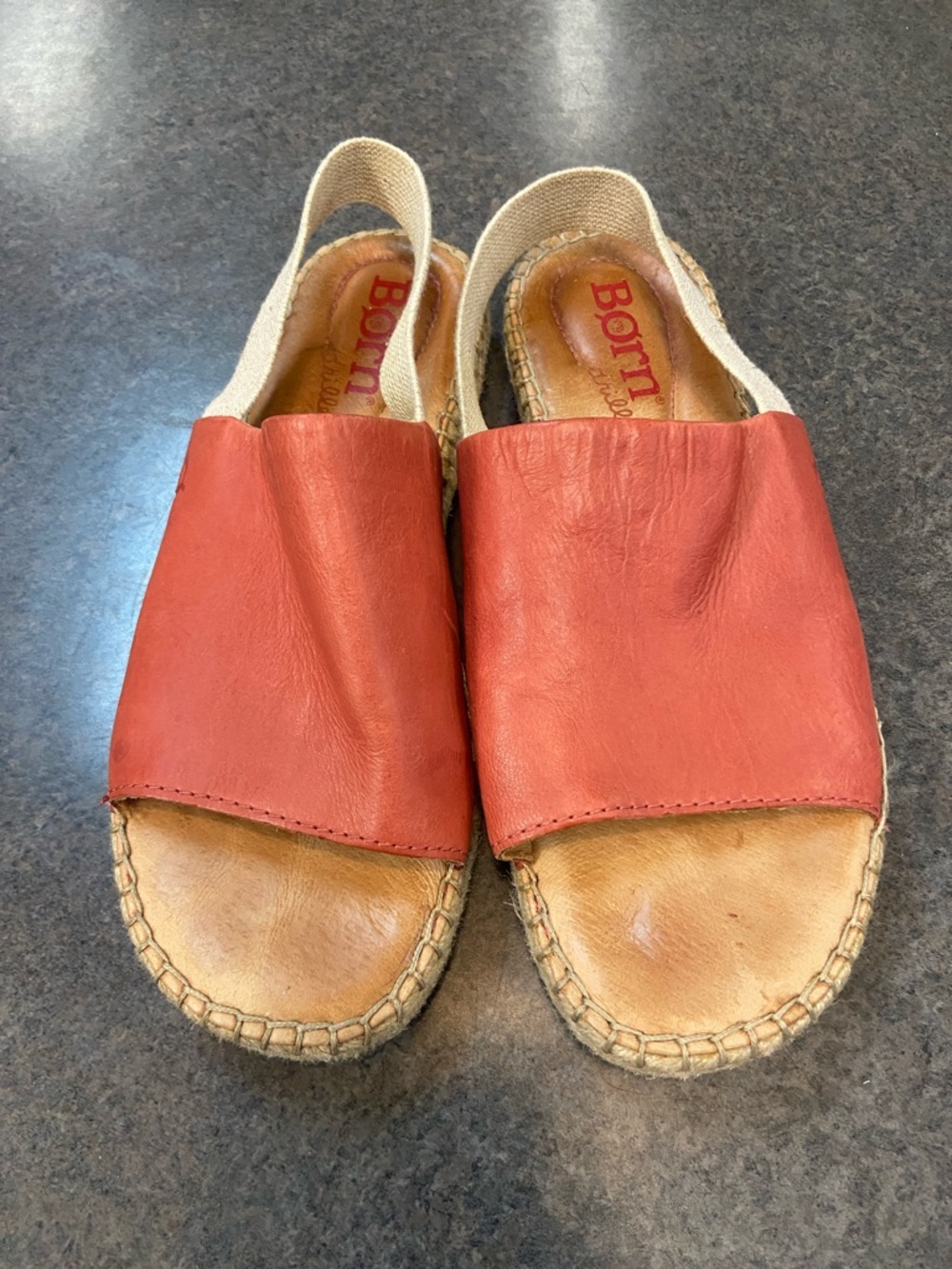 Born Coral Leather Espadrille Slip-On Sandals - Picture 2 of 6